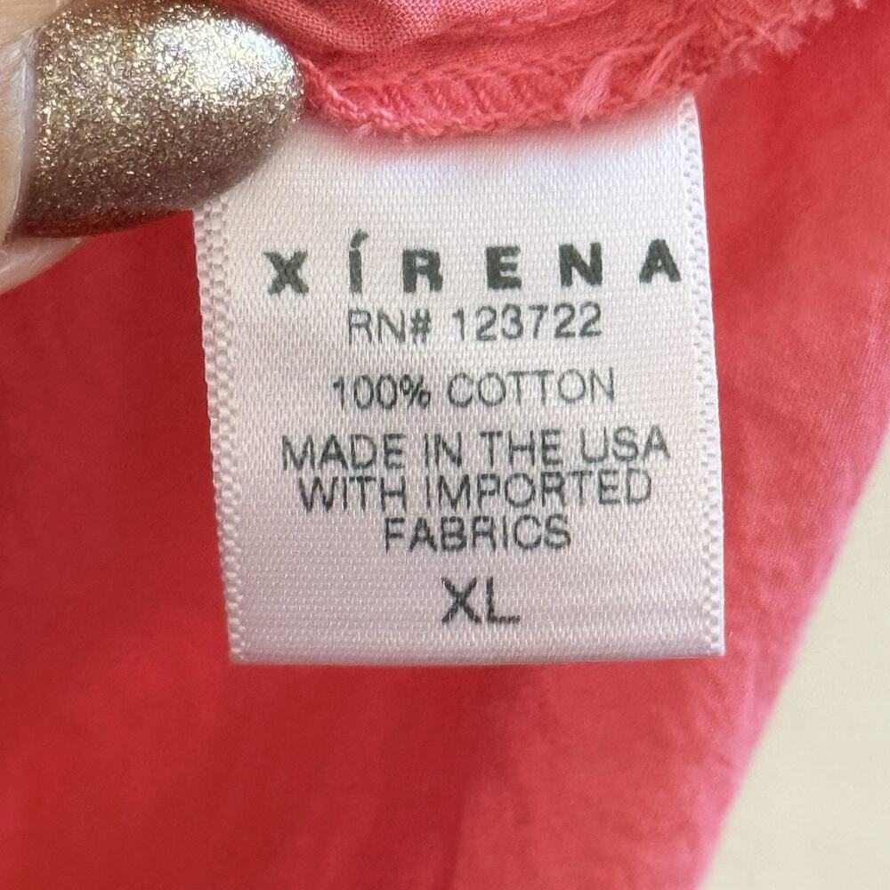 Xirena Cotton Maxi Dress XL Coral Pink Long Sleeve V-Neck Side Slits Boho READ! - Picture 9 of 16